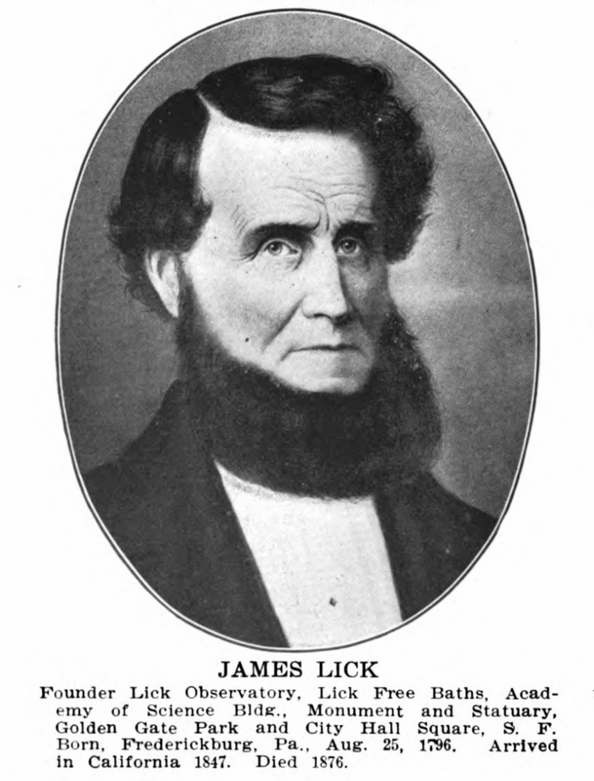 August 25, 1796 — James Lick: The Golden Fortune of California’s Premier Philanthropist