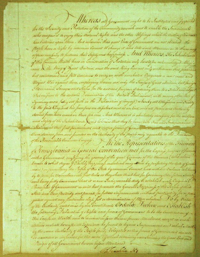 An Innovative Counterweight to Tyranny: Ratification of the Pennsylvania Constitution